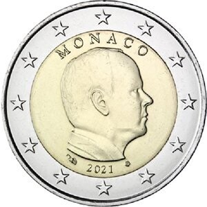 Monako 2 € 2021 Albert 1 Münze lose Monako 2 € 2021 Albert 1 Münze lose