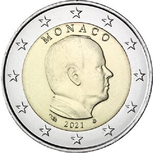 Monako 2 € 2021 Albert 1 Münze lose