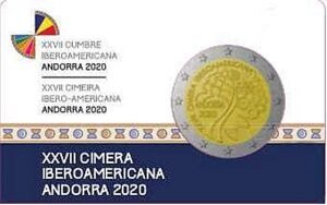Andorra 2 € 2020 Iberoamerika-Gipfel Pol. Platte Andorra 2 € 2020 Iberoamerika-Gipfel Pol. Platte