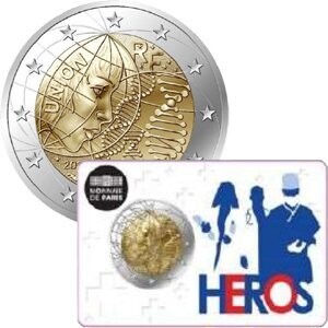 Frankreich 2 € 2020 Medizinische Forschung, Coincard Frankreich 2 € 2020 Medizinische Forschung, Coincard "Heros"