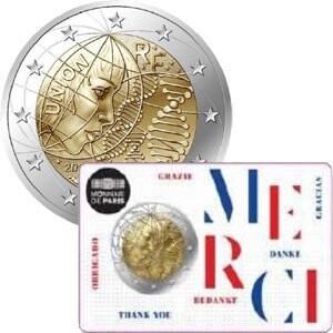 Frankreich 2 € 2020 Medizinische Forschung,  Coincard "Merci"