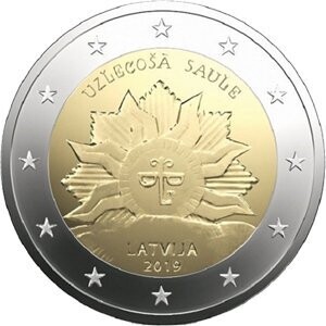 Lettland 2 € 2019 Wappen aufgehende Sonne Coincard