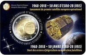 Belgien 2 € 2018 Satellit ESRO Coincard Frankreich Belgien 2 € 2018 Satellit ESRO Coincard Frankreich