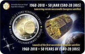 Belgien 2 € 2018 Satellit ESRO Coincard Niederlande Belgien 2 € 2018 Satellit ESRO Coincard Niederlande