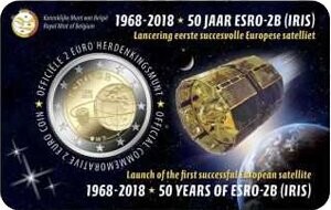 Belgien 2 € 2018 Satellit ESRO Coincard Niederlande