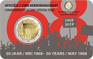 Belgien 2 € 2018 Studentenrevolte 1968 Coincard der NL