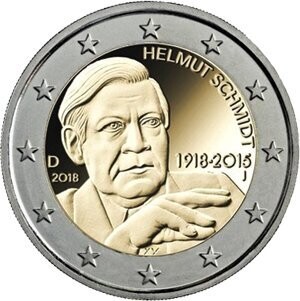 Deutschland 2 € 2018 Helmut Schmidt alle 5 Prägestätten PP