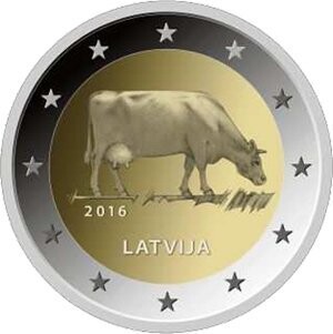 Lettland 2 € 2016 Braune Kuh Coincard