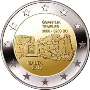 Malta 2 € 2016 Ggantija mit Münzzeichen Malta