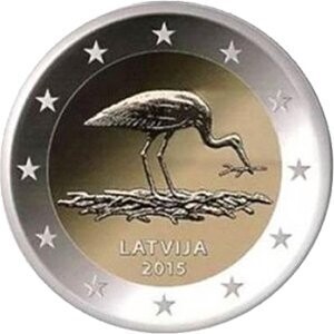 Lettland 2 € 2015 Schwarzstorch