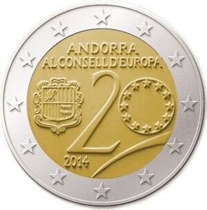 Andorra 2 € 2014 - Europarat Pol. Platte Andorra 2 € 2014 - Europarat Pol. Platte