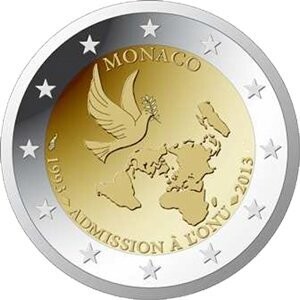 Monako 2 € 2013 20 Jahre UNO Pol. Platte Monako 2 € 2013 20 Jahre UNO Pol. Platte