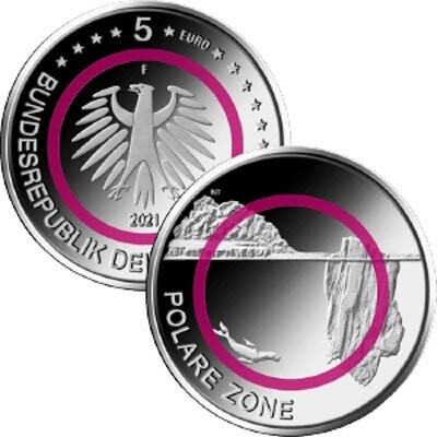 BRD 5 € Polare Zone 2021 - 1 Münze Pol. Platte, Prägestätte F