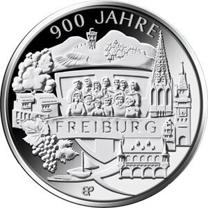 BRD 20 € "900 Jahre Freiburg" Pol. Platte