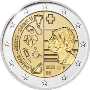 Belgien 2 € 2022 Pflege/Corona Pol. Platte Belgien 2 € 2022 Pflege/Corona Pol. Platte
