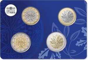 Frankreich neue 1 und 2 € 2022 KURSmünzen Coincard