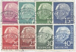 BRD 179, 182-83, 185, 285 Y "Heuss lumogen" (8 W.) gestempelt