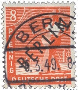 Berlin "8 Pf. 3 Schwarzaufdruck" gestempelt