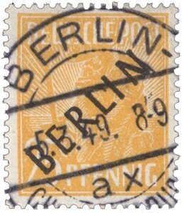 Berlin 10 "25 Pf. Schwarzaufdruck" gestempelt