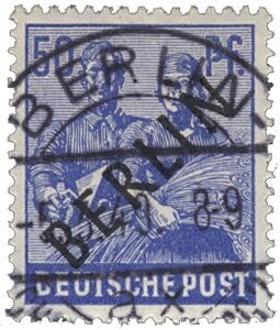 Berlin  13 "50 Pf. Schwarzaufdruck" gestempelt