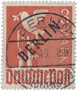 Berlin 19 "3 M. Schwarzaufdruck" gestempelt