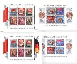 DDR (386-95) Block 8 und 9 A+B "Karl Marx" gestempelt