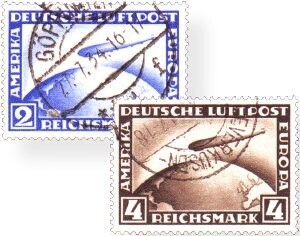 Dt. Reich 423-24 "2 u. 4 M. Zeppelin" gestempelt