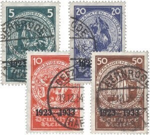 Dt. Reich 508-11 (Marken aus Block 2) "10 Jahre Nothilfe" gestempelt
