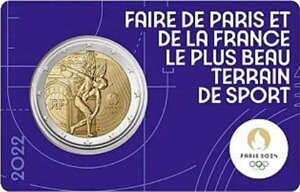 Frankreich 2 € 2022 Frankreich 2 € 2022 "Olympiade Paris" Coinc. lila