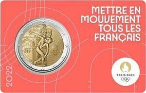 Frankreich 2 € 2022 Frankreich 2 € 2022 "Olympiade Paris" Coinc. rot