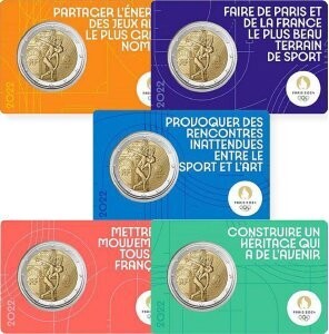 Frankreich 2 € 2022 "Olympiade Paris" alle 5 Coinc.