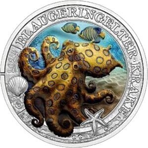 Österreich 3 € Meereswelten (01) 2022 Krake Österreich 3 € Meereswelten (01) 2022 Krake