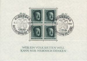 Dt. Reich Block 11 (650) "Reichsparteitag" gestempelt