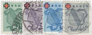 Frz. Zone Baden 42-45 A Frz. Zone Baden 42-45 A "Rotes Kreuz-Satz" gestempelt