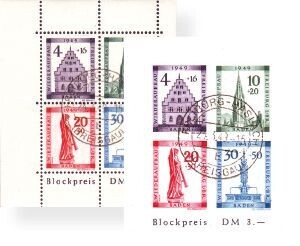Frz. Zone Baden Block 1 A und B Frz. Zone Baden Block 1 A und B "Freiburg-Blockpaar" gestempelt
