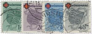 Frz. Zone Württemberg 40-43 "Rotes Kreuz" gestempelt