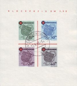 Frz. Zone Württemberg Block 1 Frz. Zone Württemberg Block 1 "Rotes Kreuz" gestempelt