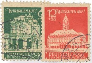 SBZ 64-65 "Wiederaufbau Dresden" gestempelt