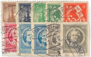 SBZ 92-99 X SBZ 92-99 X "Freimarken glatter Gummi" gestempelt
