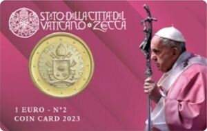 Vatikan 2023 - 1 €uro Coincard (2): Papst Benedikt