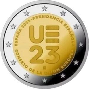 Spanien 2 € 2023 EU-Präsidentschaft Pol. Platte