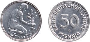 BRD 50 Pf. Bank Deutscher Länder 1950 G ss