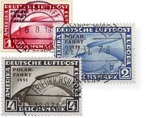 Dt. Reich 456-58 Dt. Reich 456-58 "Zeppelin Polarfahrt" gestempelt