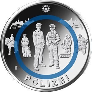 BRD 10 € Polizei 2024 - alle 5 Prägestätten bankfrisch