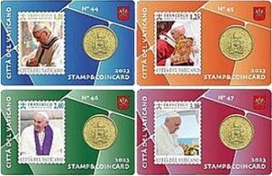 Vatikan 2023 - 4 mal 50 C. Coincard (45-47): Papst Benedikt Vatikan 2023 - 4 mal 50 C. Coincard (45-47): Papst Benedikt