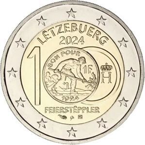 Luxemburg 2 € 2024 "100 J. Franc mit Feiersteppler"