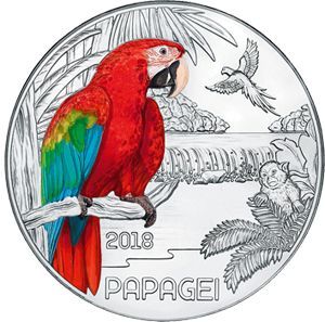Österreich 3 € Tiertaler (6) 2018 Papagei Österreich 3 € Tiertaler (6) 2018 Papagei