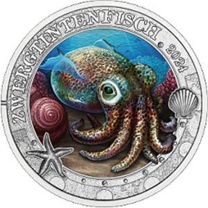 Österreich 3 € Meereswelten (08) 2024 Tintenfisch Österreich 3 € Meereswelten (08) 2024 Tintenfisch