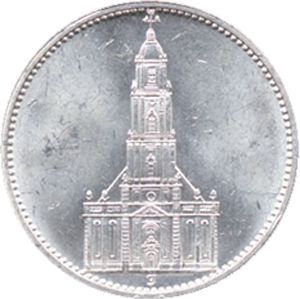 J 357 5 RM. Garnisonskirche ohne Datum, Silber (1934/35) J 357 5 RM. Garnisonskirche ohne Datum, Silber (1934/35)