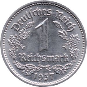 J 354 1 RM. Kursmünze, Nickel (1933/39) J 354 1 RM. Kursmünze, Nickel (1933/39)